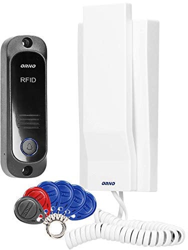 ORNO Avior Kabelgebundene Gegensprechanlage für eine Familie oder ein Büro, RFID, 1, für Oberflächenmontage, 3 Drähte, Tür- und Schaltersteuerung