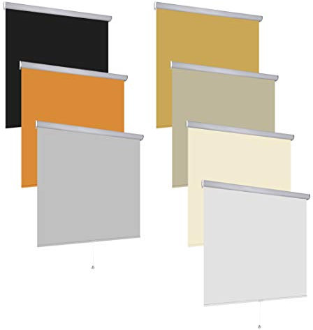 Thermorollo Verdunkelungsrollo Springrollo Rollo | 60-240 cm breit | Wandmontage, Deckenmontage | lichtundurchlässig, Beschichtung Silber | Bedienung Mittelzug | Größe 170 x 175 cm, Farbe Weiß