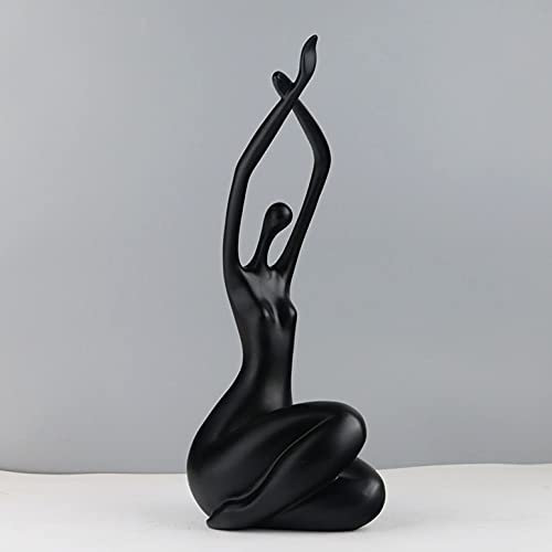 LGYKUMEG Abstrakte Frau Nackt, Nackte Frau Bücherregal Dekor, Skulpturen Modernes Dekor Home Glaskunst Frau Isabella Skulptur Nackte Finesse Handwerk für Wohnzimmer Dekor,Schwarz,12 * 15 * 34CM