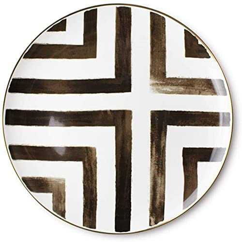 JINCAN Bone China Wedding Plates Gold Rim Plates Dinnerware Ceramic Christmas Serving Dishes Set Dessert Ceramic Plate (Color : Black, Size : 12Inch Charger Plate)