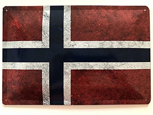 Metall Schild 20x30cm Norwegen Norway Flagge Fahne Vintge Blechschild