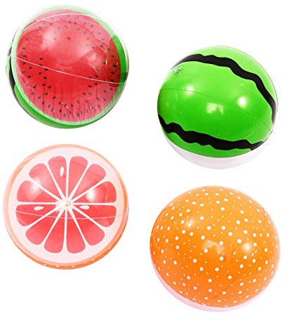 GiantGo Balles de plage gonflables 30,5 cm, orange 3D et pastèque, balles de plage gonflables pour l'été, la plage, la piscine, les jeux de fête