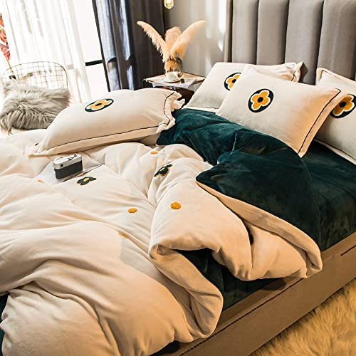 MAHPKYZ Bettlaken 90x200 Baumwolle,Flanell-Steppdecke, Weiche, Warme, Korallenrote Fleece-Decke, Winter-Bettbezug, Maschinell Waschbare BettwäSche,Muttergeschenke FüR Freunde Und Verwandte