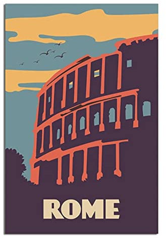Rom Sonnenuntergang Vintage Reiseposter Leinwand Kunst Poster Geschenk Wanddekoration Malerei Poster Dekorative Poster