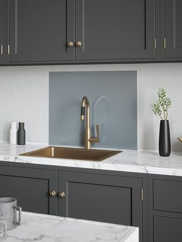 House Beautiful Pewter Glass Kitchen Splashback 900mm x 750mm