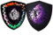 Fantasydice Shield Würfelschale, violetter Feuerdrache mit Deckel und Würfel, für 6 Sets (7 Würfel-Set/Standard) für alle Tischspiele