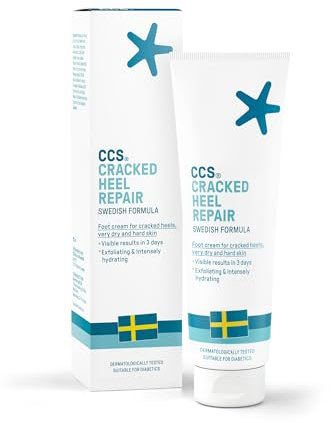 CCS Cracked Heel Repair Cream- Visible Results in 3 Days for Heels and Very Dry Feet, Contains 25% Urea Lactic Acid, Clinically Tested, 125 ml