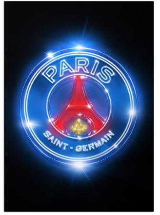 Displate Officiel Paris Saint-Germain Métallique Fixation Magnétique Licence Officielle Image Affiche de Haute Qualité Paris Saint-Germain Neon hauteur 67,5 cm largeur 48 cm