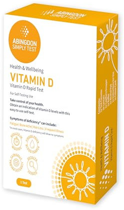 Abingdon Simply Test -Vitamin D Test Kit (1 Test), Deficiency Detection, Accurate Rapid Self-Test, CE Certified & MHRA Registered.