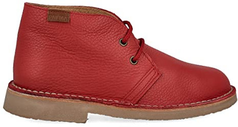 PAYMA - Stivali Stivaletti Safari Deserto in Pelle per Uomo e Donna. Fatto in Spagna. Scarpa Chukka Pelle Liscia Sport. Suola Gomma. Colore: Rosso Liscio, Taglia: EU 41