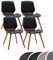 Mingone Esszimmerstühle 4er Set Küchenstuhl Holz Stuhl mit Sitzfläche aus Kunstleder Retro Design Stuhl aus Buchenholz für Küchen Esszimmer bis 150kg (Schwarz- Kunstleder)