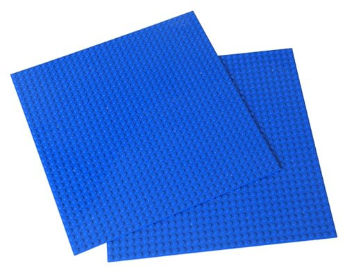 ekuzi 2 Pack Classic Base Plates for Building Bricks, Base for Tables,Mats,and More,100% Compatible with All Major Brands Baseplate, 10 x 10 inch (Blue)