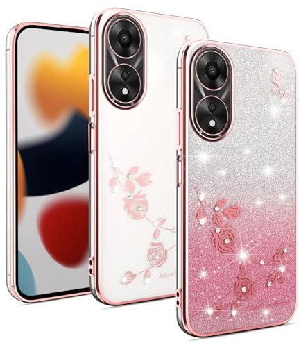 XINYEXIN Coque Paillettes pour Oppo A78 5G, Étui Bling Pailleté pour Femmes et Filles, Housse de Téléphone Brillante Ultra-Fin Transparent Antichoc - Or Rose