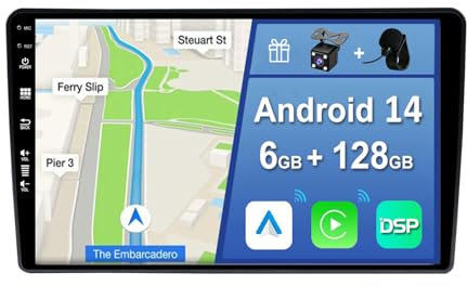 YUNTX [6GB+128GB] Android 14 2 DIN Autoradio para Dacia Sandero/Duster/Logan/Captur/Lodgy-[Integrado CarPlay/Android Auto/DSP/GPS]-IPS 2.5D 9”Touch Screen-CAM+Mic-Dab/Bluetooth 5.0/360 Cámara