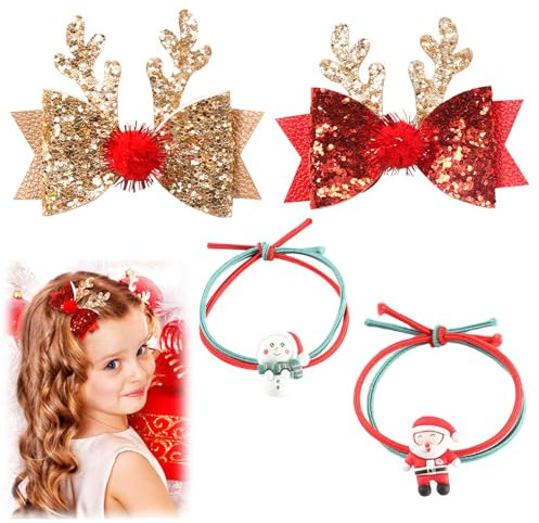 Accessoires Cheveux Fille,Accessoire Noel,Accessoires Noël,Noeud Cheveux,Pinces à Cheveux Noël,Chouchou Noël,Bois de Renne épingle à Cheveux,Wapiti Pinces Crocodile,pour Enfants et Adultes