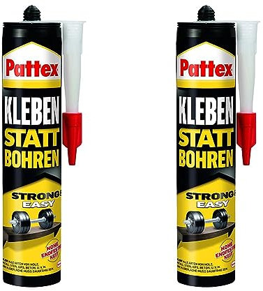 Pattex Kleben statt Bohren Weiß, Montagekleber mit hoher Endfestigkeit, Baukleber für alle Materialien, Universalkleber für innen & außen, 1x 400g (Packung mit 2)