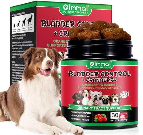 Apoyo para la vejiga y los riñones para Perros, Tratamiento del tracto urinario y suplemento de Control de la vejiga,masticables Suaves con arándano, Refuerzo Natural del Sistema inmunológico, 30 Pcs