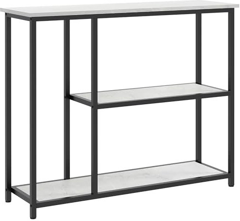 HOMCOM Konsolentisch, Flurtisch mit 3 Ablagen, 100 x 30 x 80 cm, Beistelltisch, Kleiner Ausstellungstisch für Kleinen Raum, Eingang, Flur, Wohnzimmer, Schlafzimmer, Weiß