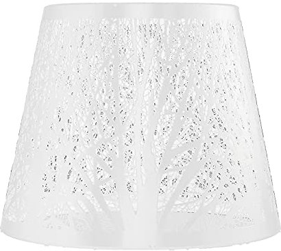 Wrought Iron Lampshade Carved Forest Tree Shaped E27 Mini Lamp Shade, Modern Design, Unique Fashion, Easy Installation, Bedroom Bedside Decor (White)