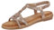 Yinka Shoes Ladies Santorini Diamante T-bar Slingback Flat Sandals Rose Gold UK 6
