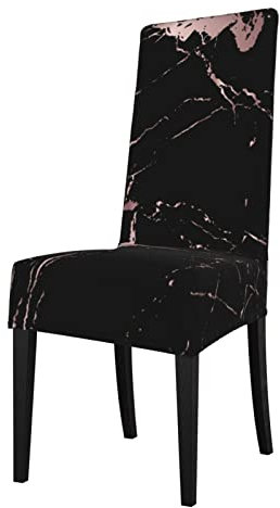 XqmarT Housses de Chaise Rose Gold Black Marble Seat Protector Stretch Dining Chair Slipcover Housse de siège pour chaises
