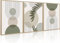 PWAAHDC Wandbilder Wohnzimmer Modern – 3er Set Leinwandbilder mit Rahmen 30x40cm – Große Abstrakte Boho Bilder in Grün – Gerahmte Kunstdrucke für Schlafzimmer & Wohnzimmer Deko