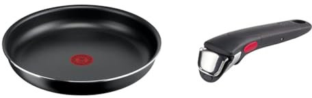 Lagostina Ingenio Essential Plus Padella Ø 22 cm, Padella Antiaderente in Alluminio per Gas e Forno & Ingenio Induction Manico Rimovibile Resistente fino a 10 kg, Fissaggio Sicuro a 3 Punti