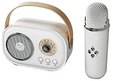 Kliplinc Mini Wireless Bluetooth Audio Home Singing Karaoké Microphone Intégré Haut-parleur Stéréo Home KTV Set Blanc