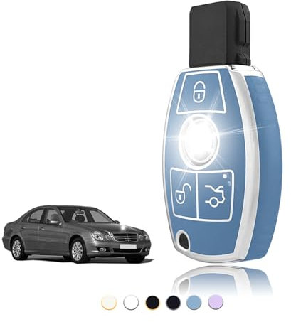 TOOMUME Coque Clé TPU, Etui Clé Étui Clé Adapté pour Mercedes Benz A/B/C/E/G/R/S Classe GLA GLC GLE GLK SLK CLA CLK CLS AMG W203 W204 W211 W212, Couvre Clef Cache Cle Voiture Telécommande - Smart Key