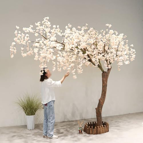 Quinitiles Large Artificial Cherry Blossom Tree Weeping Wishing Tree for Wedding Party Decorations Champagne 8.2 * 8.2FT