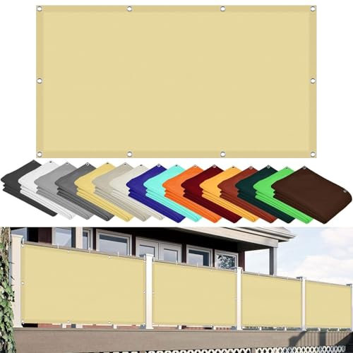 Vela Ombreggiante Rettangolare 150 x 300 cm Impermeabile Telo Ombreggiante Parasole Protezione Solare Protezione Raggi UV per Patio, Pergola, Cortile, Balcone, Color Crema