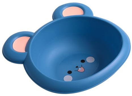 BESTonZON Tragbares Babywaschbecken Aus Kunststoff Klein Blau Mit Niedlichem Cartoon Design Leicht Und Kompakt Für Gesicht Und Füße Kindersicher Für Säuglinge