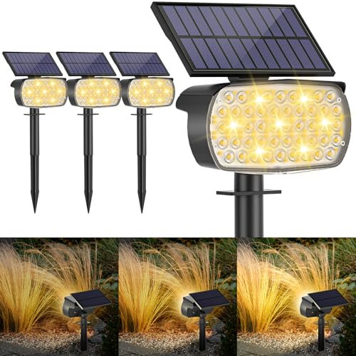 Solarlampen für Außen, 108LED Superhelle Solar Gartenleuchten für Außen, IP67 Wasserdicht Solarleuchten, 800lm 3000K Warmweiß Solar Wegbeleuchtung Strahler 3 Helligkeitsmodi Garage Eingang,2 Stück