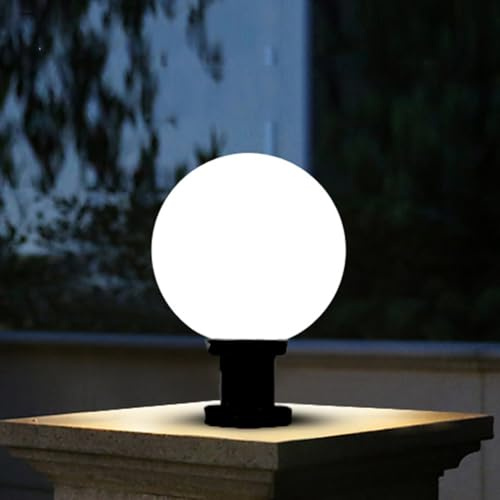 E27 Sockelleuchten Schwarz Modern Wegeleuchten Acryl Säule-Lampe Außen Säulenlampen Weiß Runde Ball Sockelleuchte Kugel Wasserdichte Pfeilerleuchte Terrasse Garten Stehlampe Rasenlicht Φ20cm (15cm)