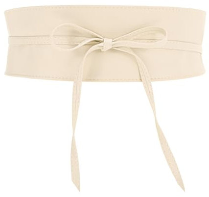 JasGood Damen Breiter Obi Gürtel Damen Taillengürtel Breiter Wickelgürtel Taille Band zum Schnüren Hüftgürtel Bindegürtel für Kleid,Beige,87cm