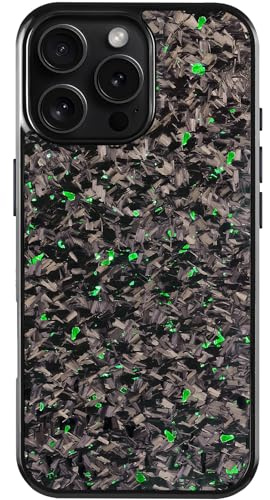 Forged Carbon Fiber Phone Case, All-Inclusive Magnetic Anti-Fall Protective Phone Case for iPhone 16 15 14 13 12 11 Pro Max Plus, Support Wireless Charging (Green, for iPhone 16)