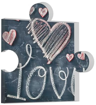 I Love You Words with Hearts Print Acrylic Gifts Decor Personalized Heart Square Keepsakes Home & Office Decorations