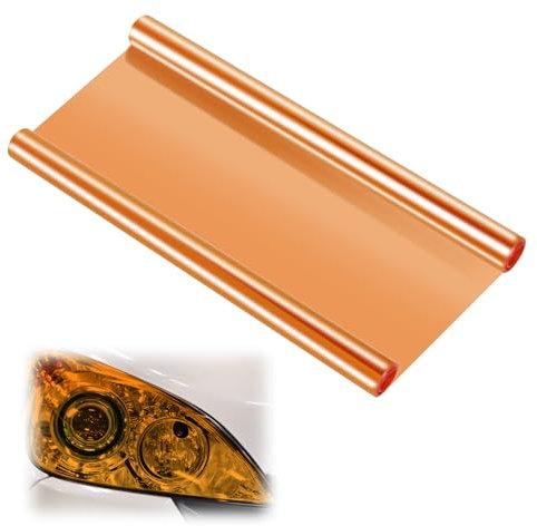 Scheinwerfer Tönungsfolie Scheinwerfer Folie Orange 120x30cm PVC Scheinwerfer Tönungsfolie Selbstklebend Hitzebeständig, Rückleuchten Nebelscheinwerfer Tönungsfolie Aufkleber TPH Wasserdicht