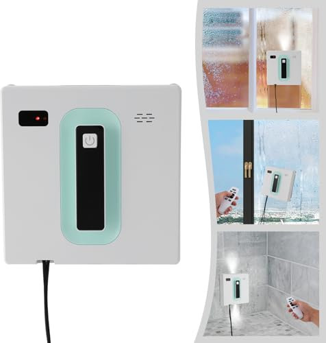 gegeweeret Fensterputzroboter,2500Pa Automatische Fenster Staubsauger,Fenster Reinigung Maschine mit sprühfunktion für Flächen wie Fliesen,Spiegel,APP-Steuerung (Weiß-Hellgrün)