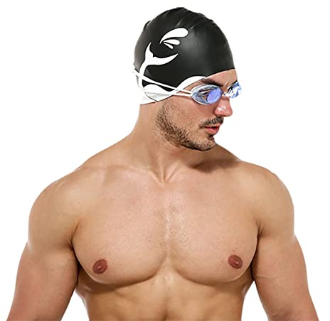 Extra Large Swimming Cap Adult Waterproof Swimming Cap Women Men Elastic Silicone Swim Pool Hat Beach Surfing Long Hair Bathing Cap Ears Protection Swim Cap
