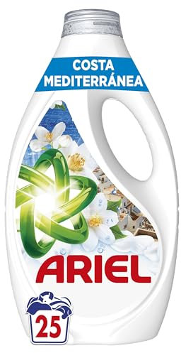 Ariel Detergente Lavadora Liquido 25 Lavados, Jabon Brisa Marina Y Jazmín, Edición Limitada Costa Mediterránea