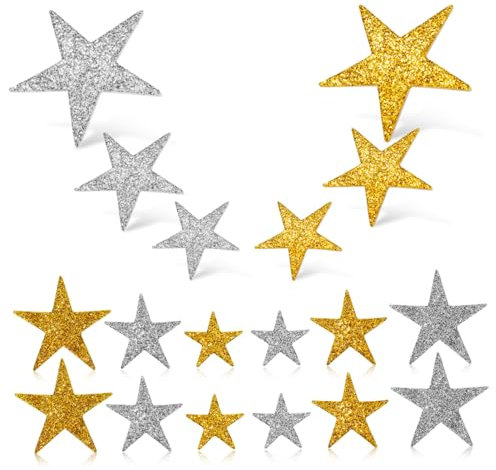 SOPOTUTU 200 Stück Glitzernde Weihnachtsstern Aufkleber aus Mischgröße Kunsthandwerk Sticker für DIY Projekte und Bastelarbeiten Weihnachtsdekoration Geschenkverpackung