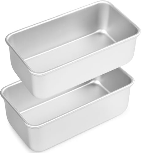 Auddemg Rechteckig Brotbackform 2er-Set, Eloxiertes Aluminium Kastenform Brotform für Brot/Kuchen/Toast, Silber, 16x10x6,5 cm