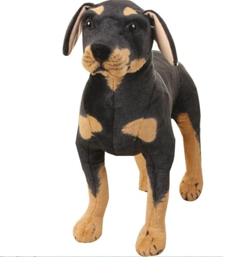 champracer Simuliertes Tier Hund Plüschtier lebensechter Rottweiler-Welpe Plüsch Stoffhund Plush Toy Stehend Schwarzer Hund Stofftier Spielzeug Geschenke für Jungen Mädchen (60cm)