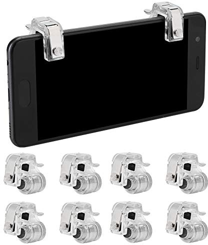 Ouitble Mobile Gaming Controller Triggers 8 Pcs R11 Four Six Fingers Assistant Button Mobile Trigger for Gaming for PUBG Phone (Silver)