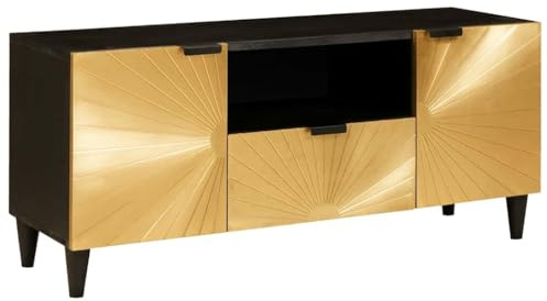 Generico Mobile TV Nero e Oro 105 x 33 x 46 cm Legno Multistrato,Oro,21.4kg,4017842
