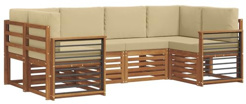 vidaXL Sofagarnituren mit Kissen 20 pcs Natur Massivholz Akazie, Garten und Terrasse, modernes Outdoor-Sofa, gemütliche Lounge, langlebige Sitzgruppe