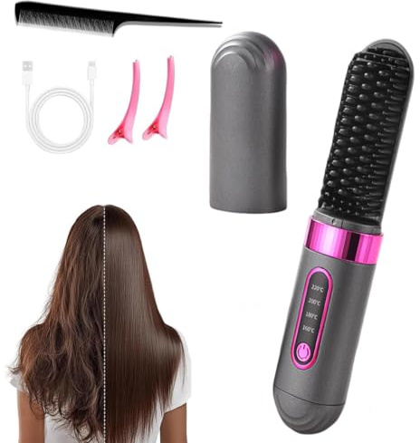 Cepillo Alisador De Pelo, Calefacción Cerámica MCH Planchas De Pelo | 4 Ajustes De Temperatura, Cuidado Capilar Con Iones Negativos, Velocidad De Alisado 2 Veces Más Rápida