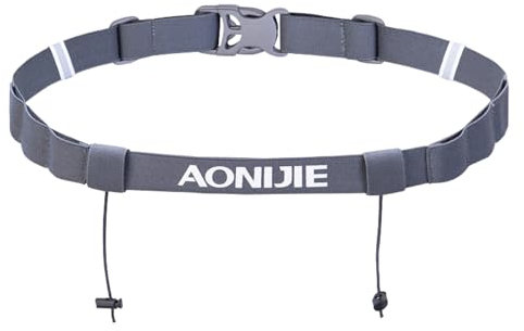 TRIWONDER Triathlon Startnummernband Laufgürtel mit Nummernhalter, 6 Ring Running Belt, Bauchtasche Gürteltasche für Triathlon, Marathon, Laufen, Radfahren (Grau)