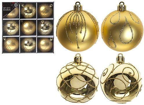 PMS SET OF 9 6CM LUXURY DECORATION IN GIFT BOX GOLD